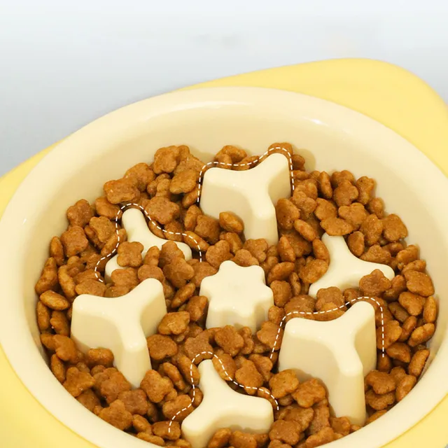 2-in-1 Pet Slow Feeder Bowl with Double Stainless Steel Bowls - Anti-Choking Food & Water Bowl for Dogs/Cats, 3