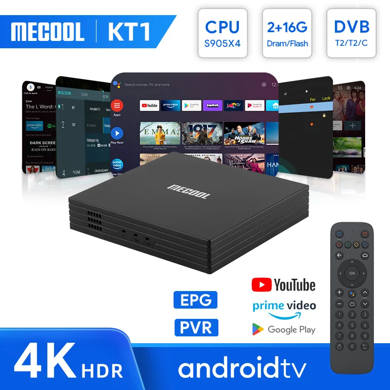 MECOOL KT1 DVB-T2 Amlogic S905X4 Android TV 10 DVB C Set Top Box 2GB ...