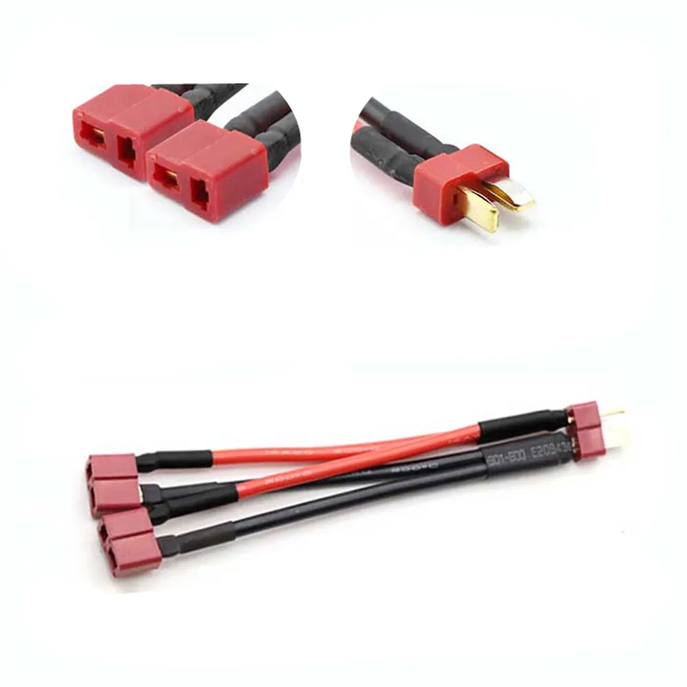 100mm T Plug/XT60/XT30 Parallel Battery Connector Cable Male/Female Dual Extension Y Shape 14/18AWG Silicone Wire for RC Drone