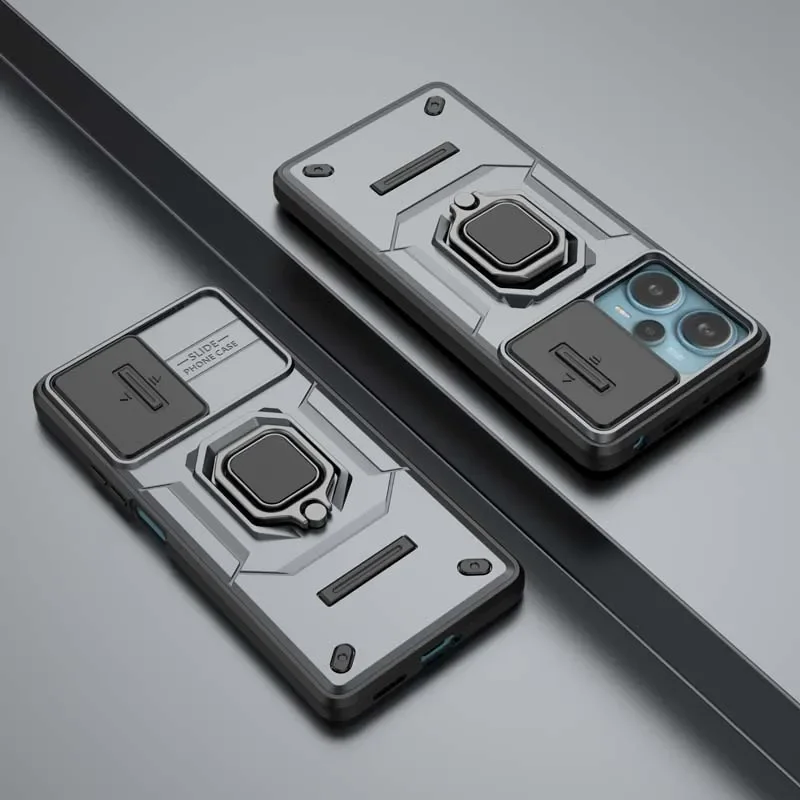 thumbnail image 1 of Funda de cámara con lente deslizante para Xiaomi POCO F5 X5 Pro Redmi Note 12 12S Mi 13T Pro K60 Ultra Turbo Plus, carcasa trasera con armadura a prueba de golpes, 1 of 5