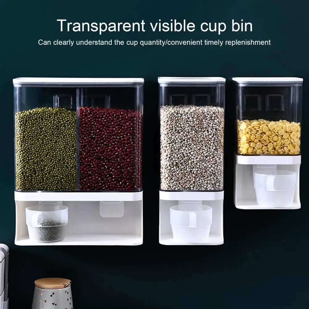 

1 L/1.5 L/3 L Grain Storage Box Wall-Mounted Sealing Visible Multi-purpose Cereal Dispenser Food Organizer Home Supplies cocina