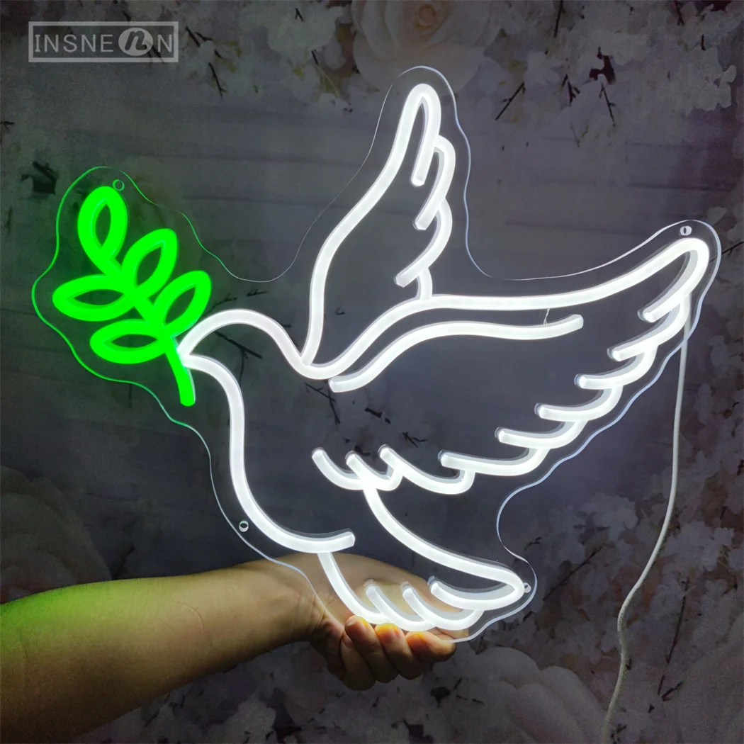 Description Picture 5 of itemPeace Dove LED Neon Sign Wall Hanging Multipurpose USB Powered Neon Light Sign for Home Bedroom Gaming Room Office Decor Light