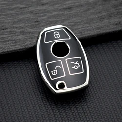 Deluxe Soft TPU Car Key Cover with Keychain Attachment (Black Key Case)