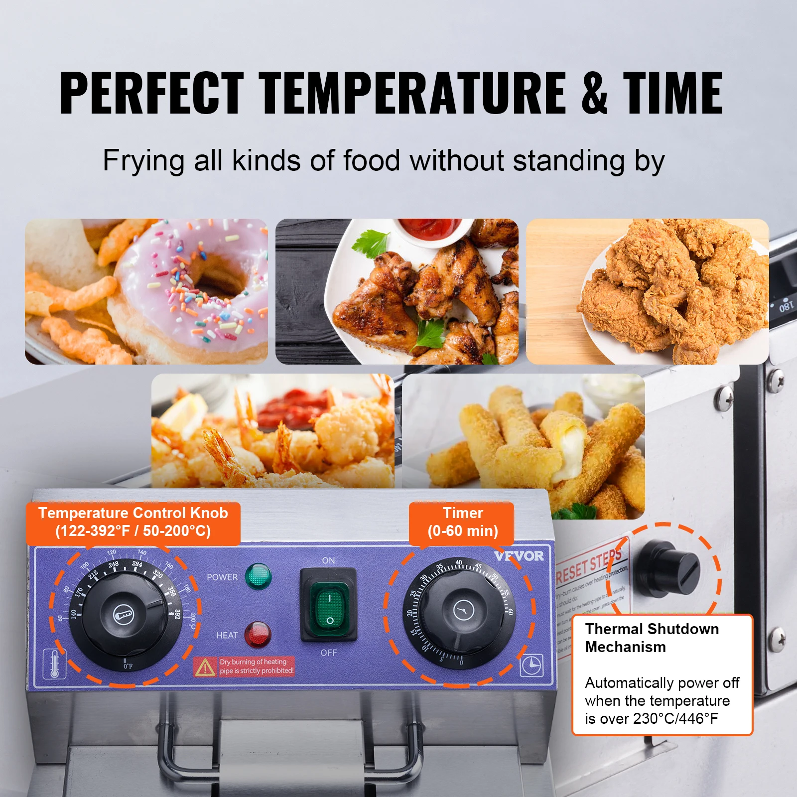 Deep Fryer VEVOR 12L 5000W Electric Deep Fryer w/Dual Removable Tanks Commercial Countertop Fryer for Chicken French Fries Frying Chips
