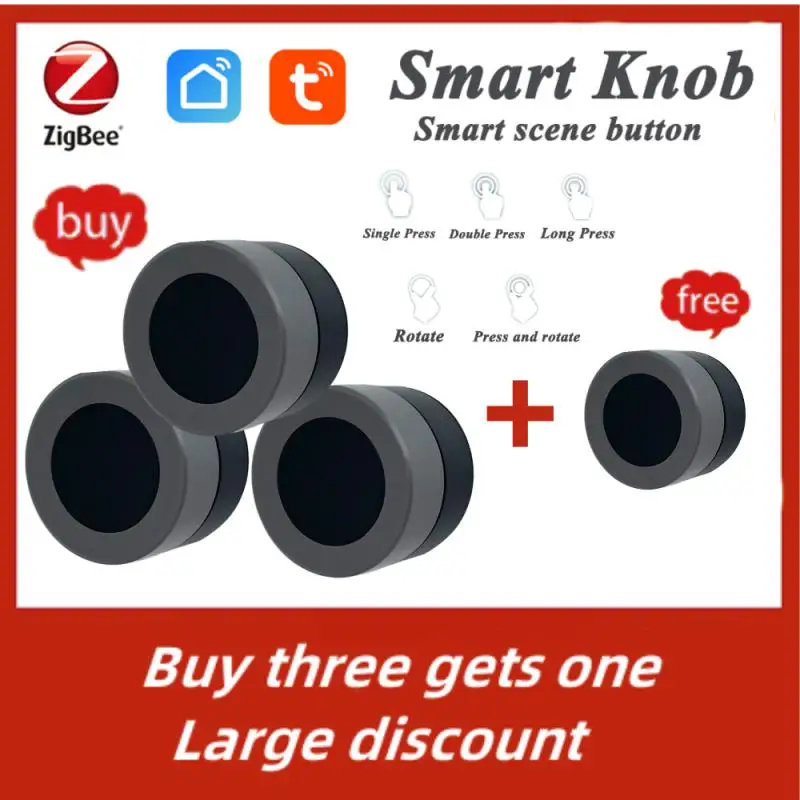 

1/4/7pcs Tuya Smart Knob Wireless Scene Switch Button Controller Battery Powered Automation Scenario For Tuya Devices