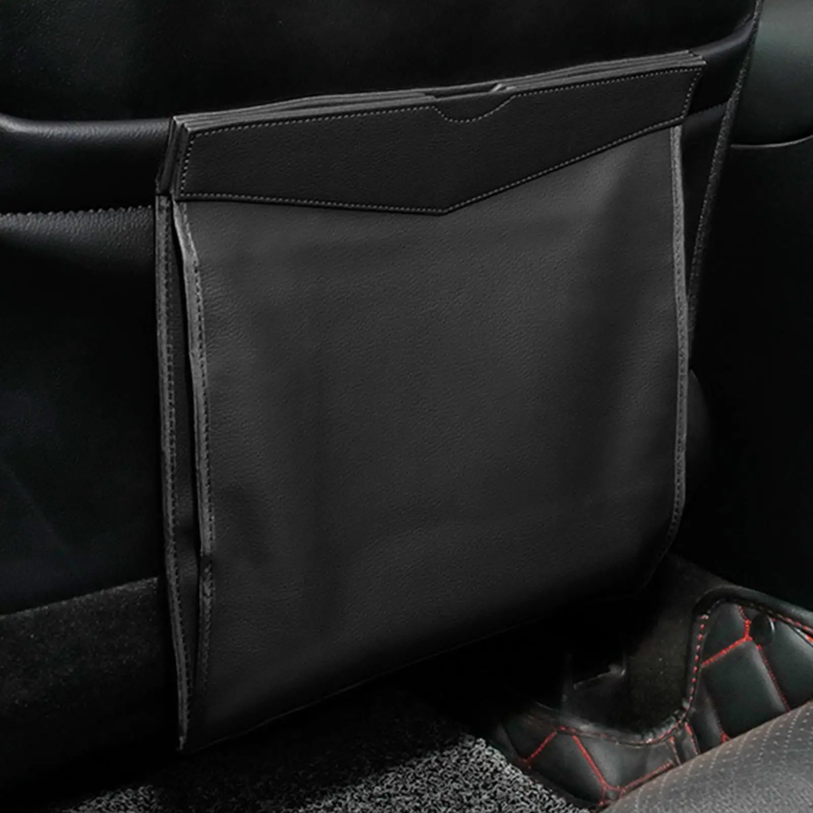 

Car Artificial Leather Trash Can Hanging Sturdy Holder Portable Tear Resistant Car Hanging Garbage Can Bag Rear Seat Garbage Bin