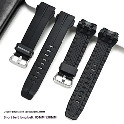 Waterproof Silicone Sports Watch Band - Durable Rubber Strap (CS006 black 24mm)