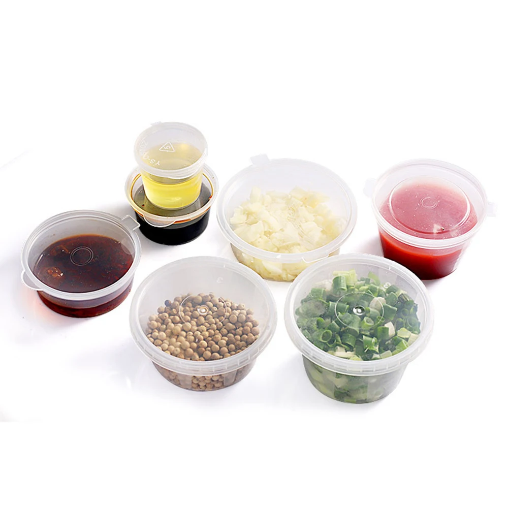 NEW 10pcs 27/35.7ml Disposable Plastic Takeaway Sauce Cup Reusable  Containers Food Box with Hinged Lids Small Pigment Paint Box