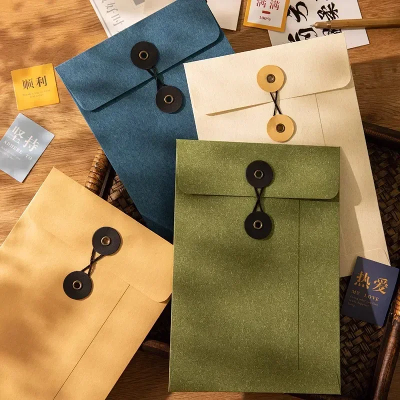 Paper Envelope Button String Tie Vintage Winding Ticket File Documents Bag Business Greeting Cards Cover Stationery kraft paper envelopes mailing envelopes gift card envelopes