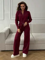 סט מכנסיים סריגה עם רוכסן לנשים מבית Wolfeel לעונת הסתיו והחורף, מכנסי קרדיגן צמודים ומגניבים לטיולים ולספורט 5