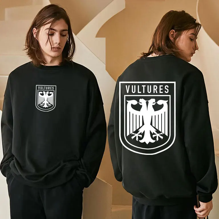 Rapper Kanye West Vultures Nuovo Album Double Sided Print Felpa Uomo Donna Hip Hop Fashion Pullover Felpe Oversize Maschili