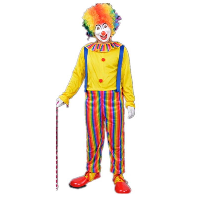 Halloween Adult Funny Circus Clown Jumpsuit Carnival Party Cosplay Men Women Costume Dress Up No Wig
