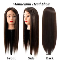 Tête de mannequin femme professionnelle de 26 pouces avec cheveux pour tresser, coiffage et pratique de conception, démonstration de coiffure 4