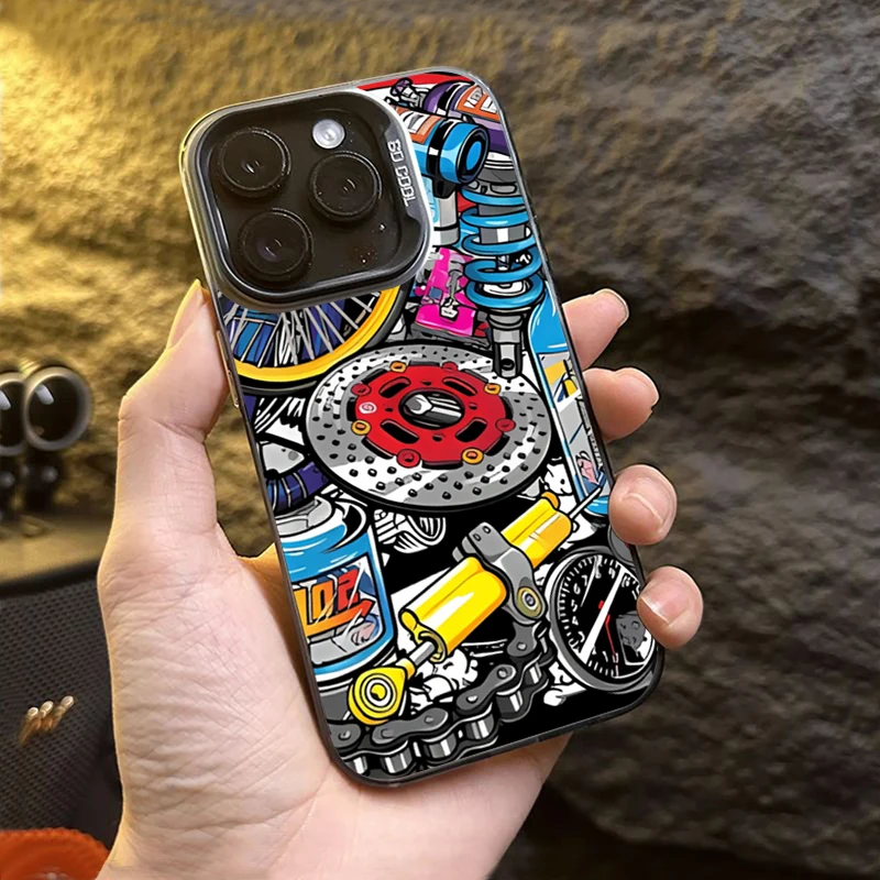 Electroplated Silver Mechanical Gear Pattern Phone Case