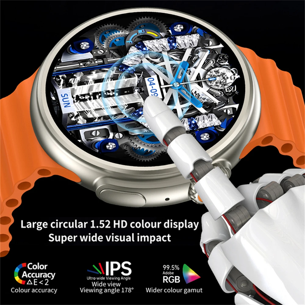 Z78 Ultra akıllı saat NFC kablosuz şarj Smartwatch 1.52 inç