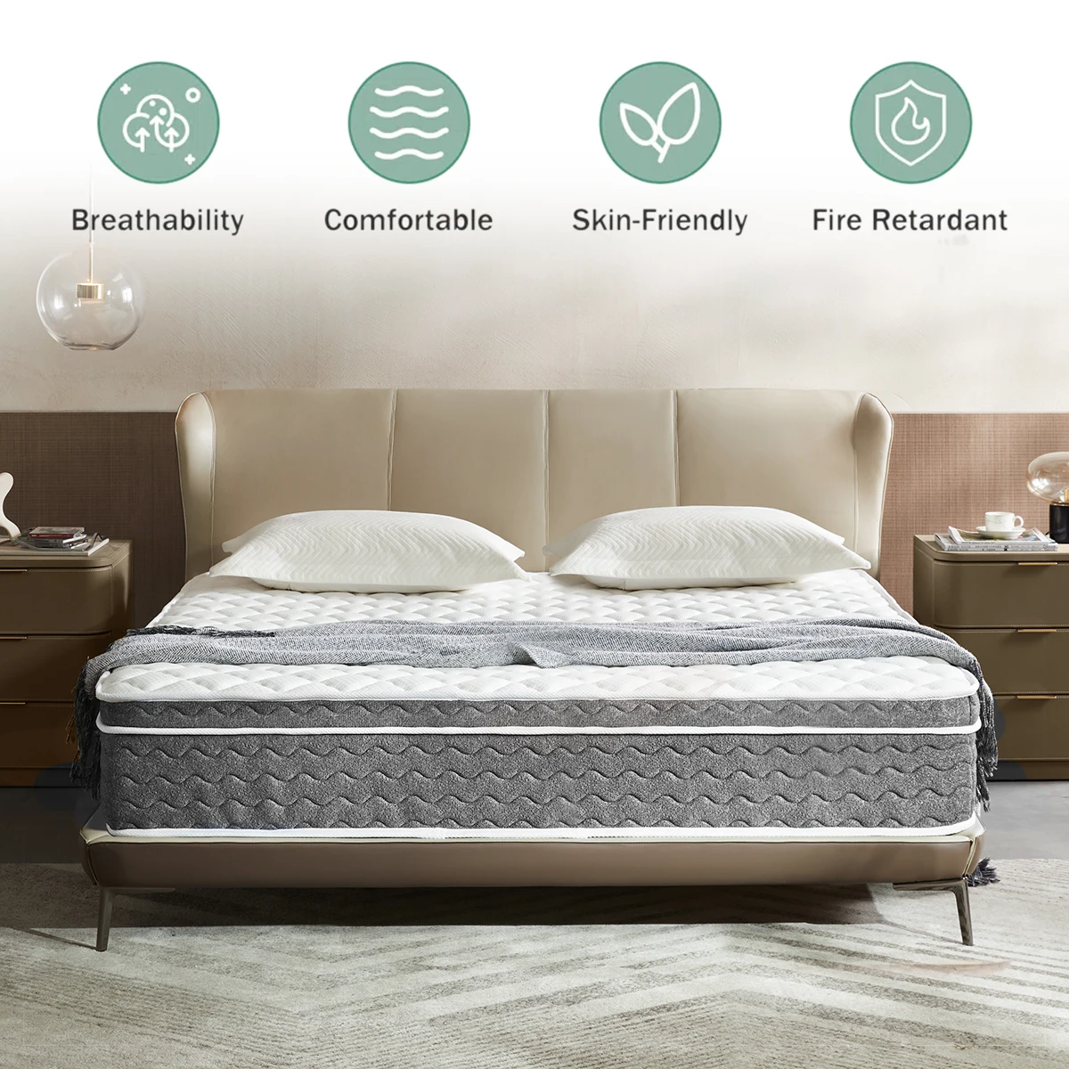 10/12/14 Inch Queen Size Mattress Hybrid Mattress,Fiberglass Free,Medium Feel,Motion Isolation,Certified Safe,Mattress in A Box - Image 6