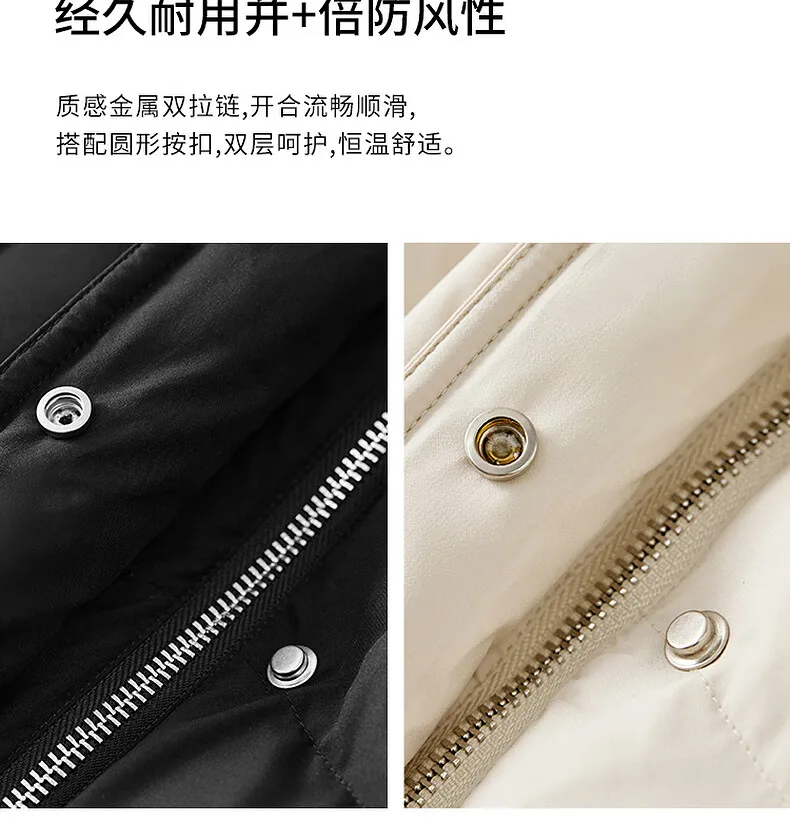 SENTUBILA Winter Long Down Coat Women 2024 Korean Over`sized Hooded Zipper White Duck Down Jackets Parkas Outerwears W44Y55972