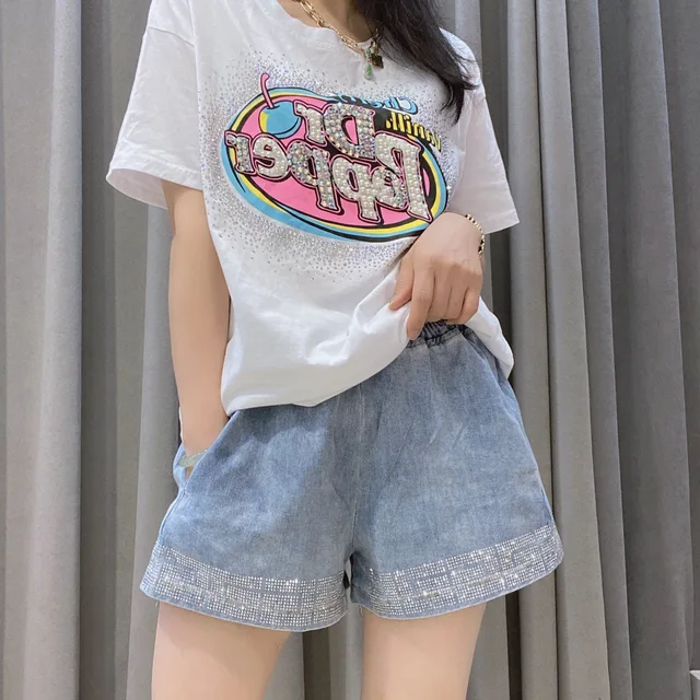 다이아몬드 바지 청바지 크롭 반바지