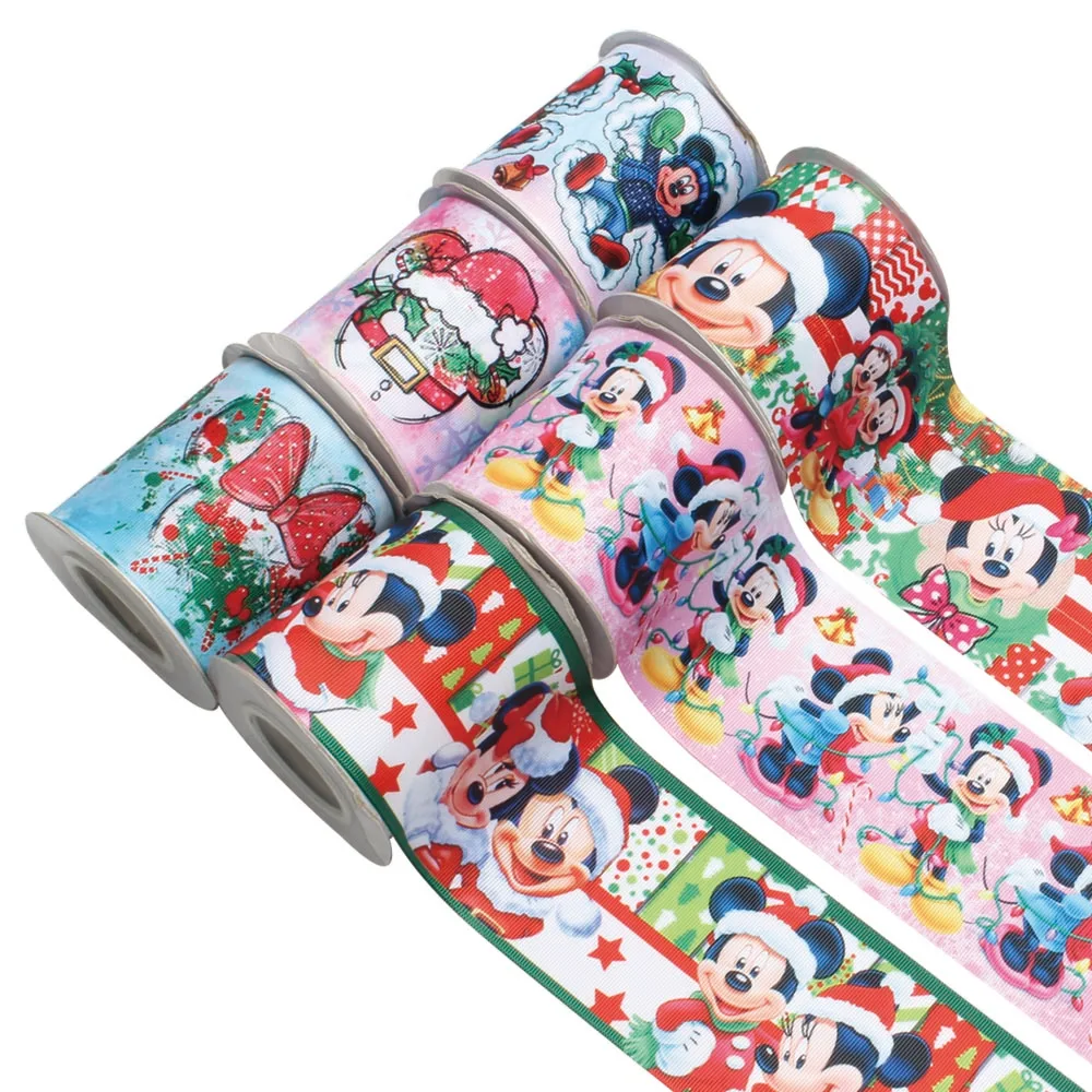10Yards Disney Christmas Grosgrain Ribbon Per Mickey Minnie Mouse Cartoon Gift Box Packaging Materiali Artigianali Fai Da Te