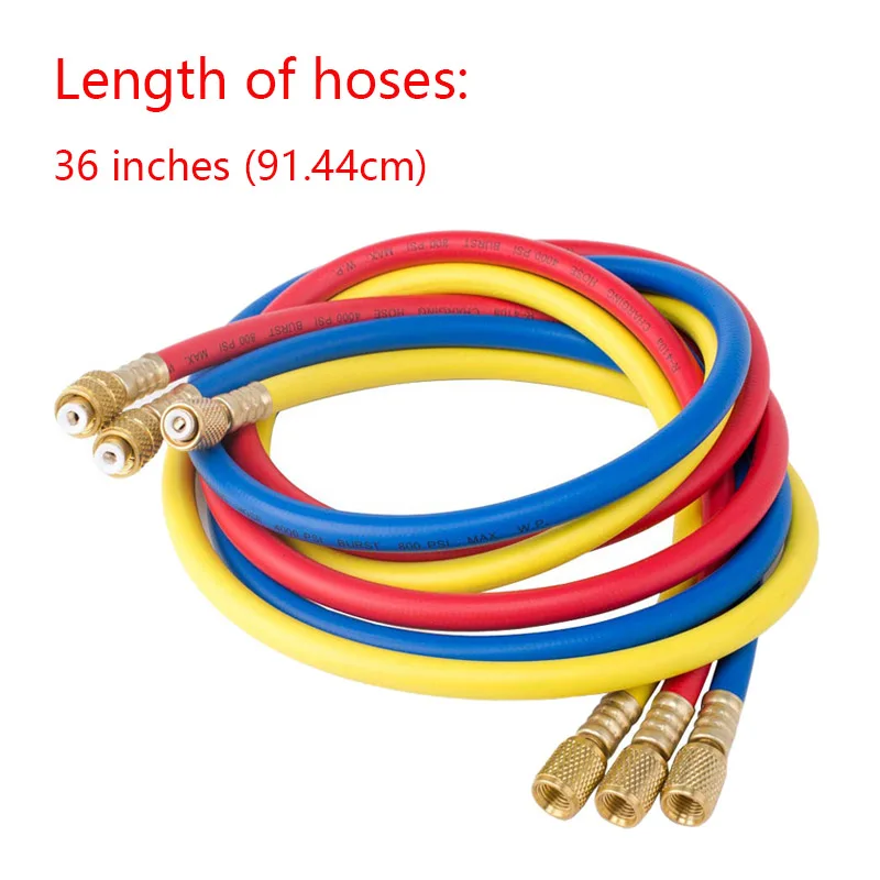 Air Conditioning Hose Kit Air Conditioning Hose 3Pcs 1M Refrigerant Hose 1/4 Sae 2500psi Refrigerant Charging Hose for R404a R12 R22 Air Conditioning