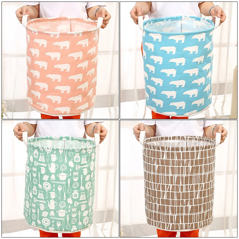 Laundry Basket Cotton Linen Foldable Laundry Hamper Waterproof Organizer Bucket Clothes Toys Large Capacity Home Storage Basket