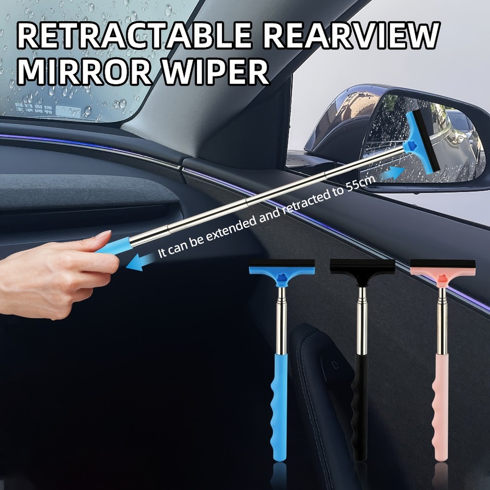 Scalable Rearview Mirror Wiper. Layered Brush Head. Stainless Steel Car Wiper Plate for Water and Fog Removal,Three Colors