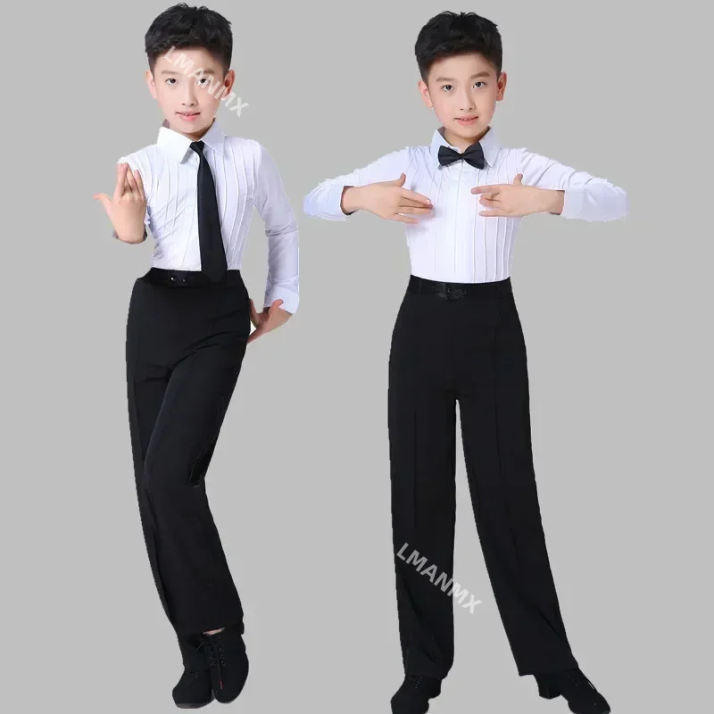 Dance Shirts Dance Pants Ballroom Boy Latin Dancing Tango Desigual Competition Suit Children's Professional Dance Wear Boy Salsa Shirt + Pants