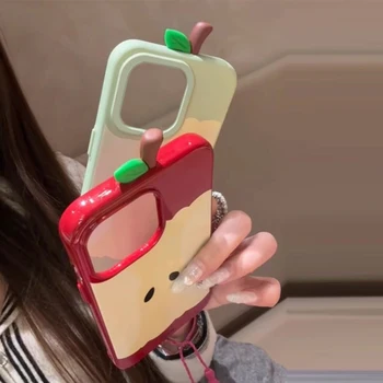 Korean Style Three-dimensional Red Apple Core Phone Case For Apple Suitable For iPhone 16 15 14 13 12 11 Por Max Anti Drop 1