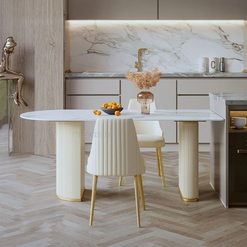 

Postmodern Luxury Italian Kitchen Table For Small Apartment Glossy Rock Board Dinner Table Muebles Para El Hogar Home Furniture