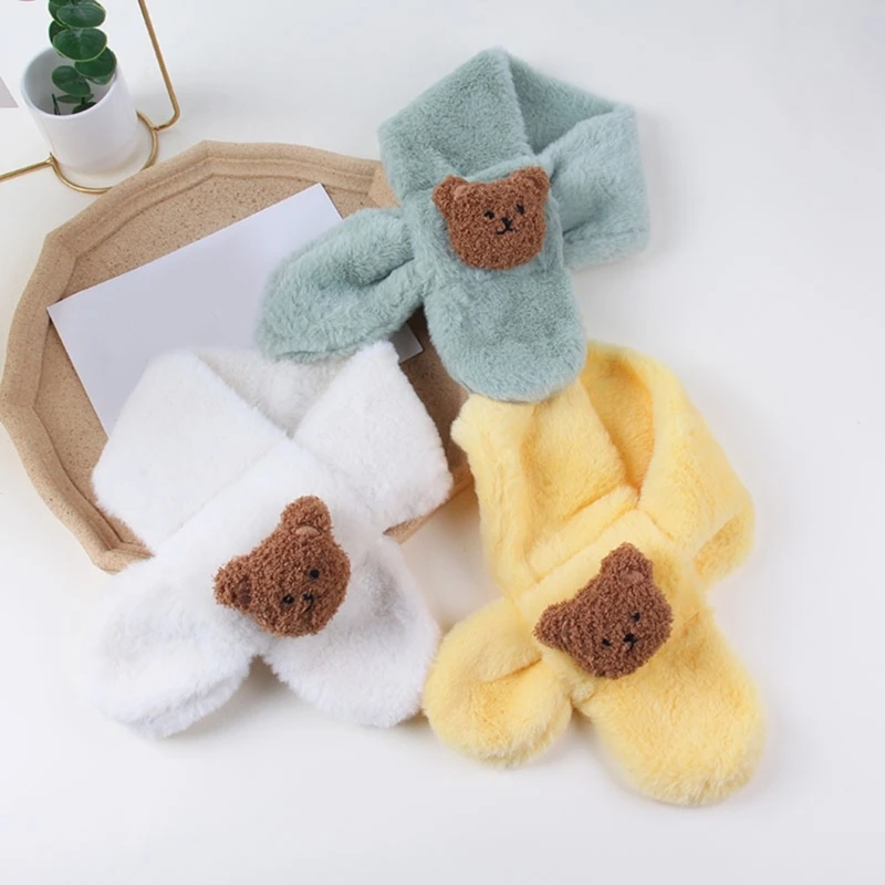 Cartoon Kids Scarf Soft Warm Long Muffler Artificial Rabbit Plush Winter Neck Warmer Cosy Neckerchief for Boys and Girls