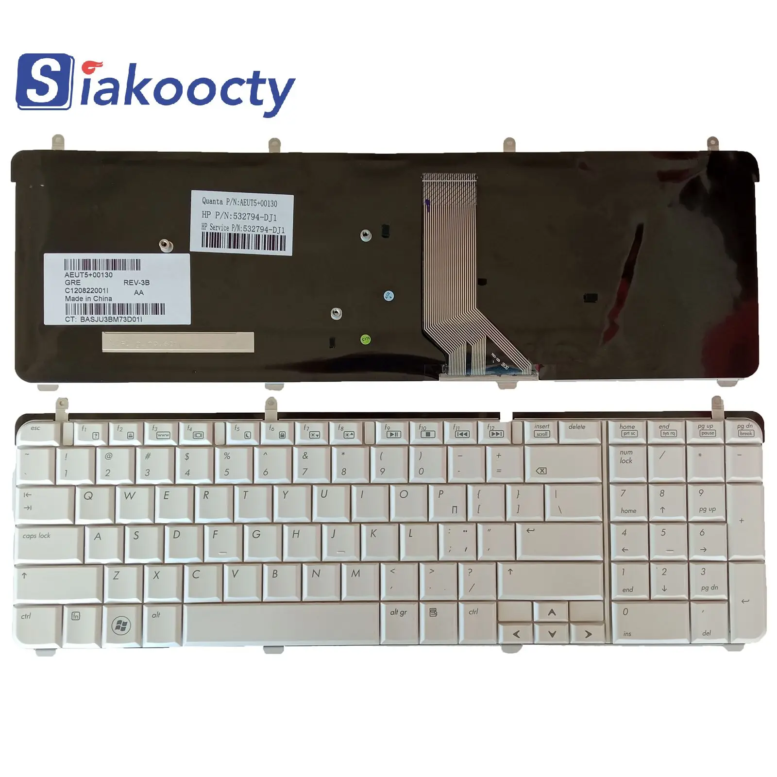 Tastiera Usa Per Pavilion Dv7-2000 Dv7-2100 Dv7-2200 Dv7-3100 Dv7T-2000 Dv7T-3000 Bianco