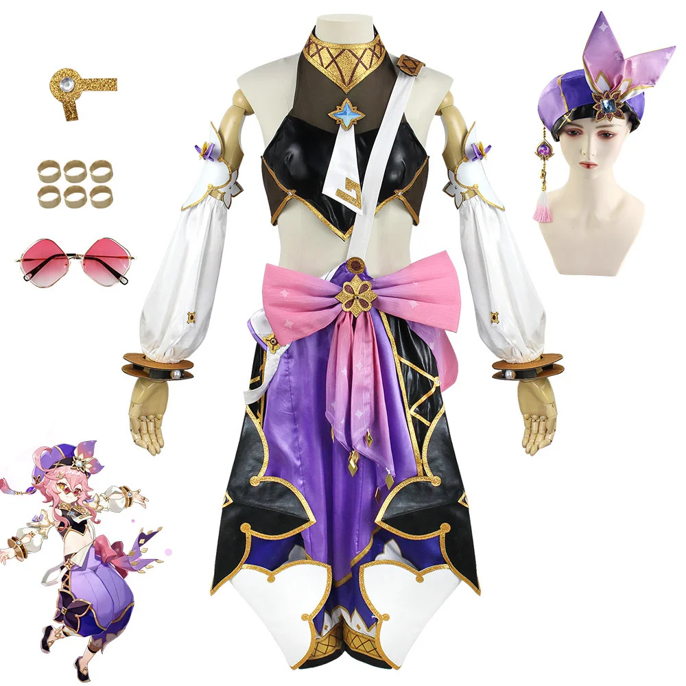 

Genshin Impact Dori Cosplay Costume Dori Wig Cosplay Anime Game Sexy Women Halloween Costume Hat Glasses Props