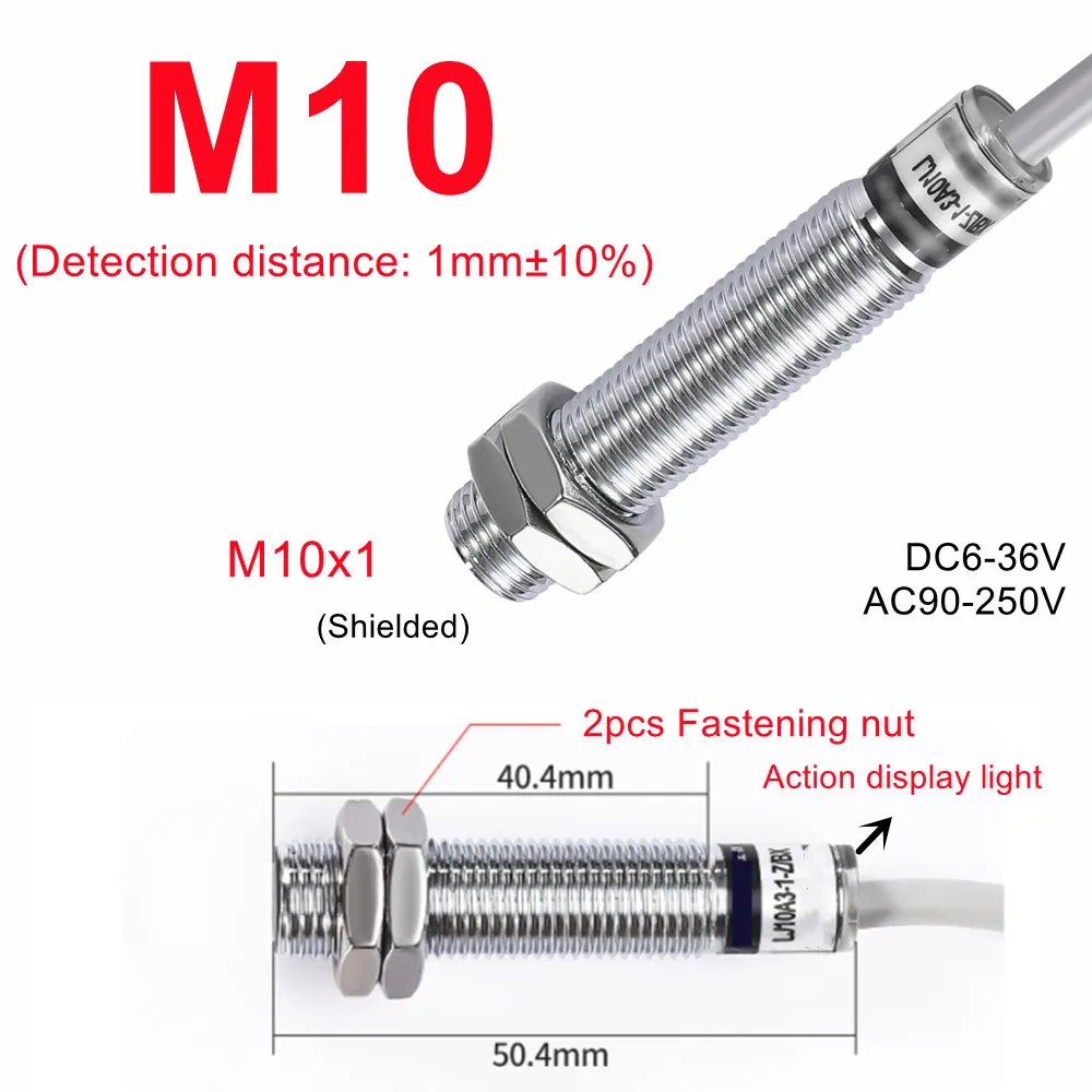Capteur De Proximité Inductif M5 - PNP Normalement Fermé (NC) - Portée 1mm - 10-30VDC - 3 Fils