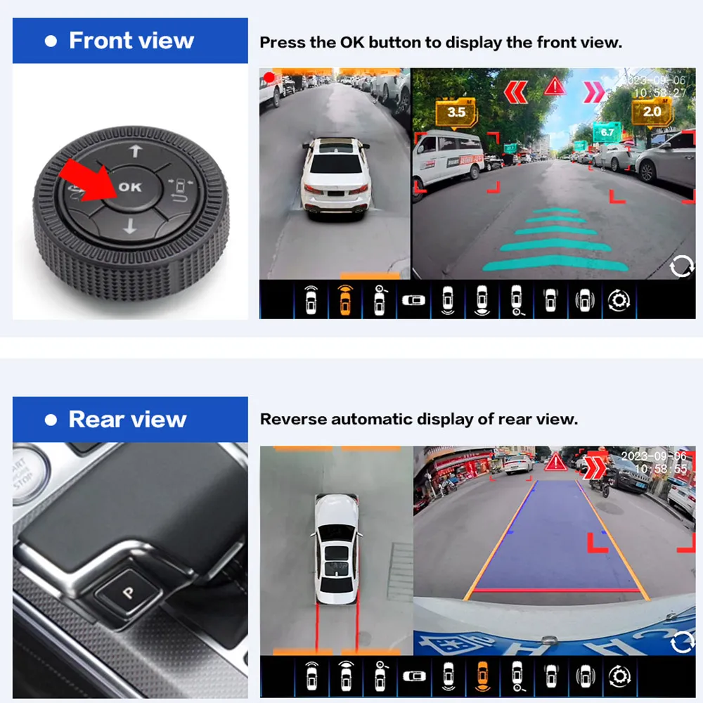 360 Panoramic Camera 360 Degree Camera Car AHD 3.5D AI 360 Degree Surround View System 1080P 4K Night Vision 4 CH Car DVR For BMW