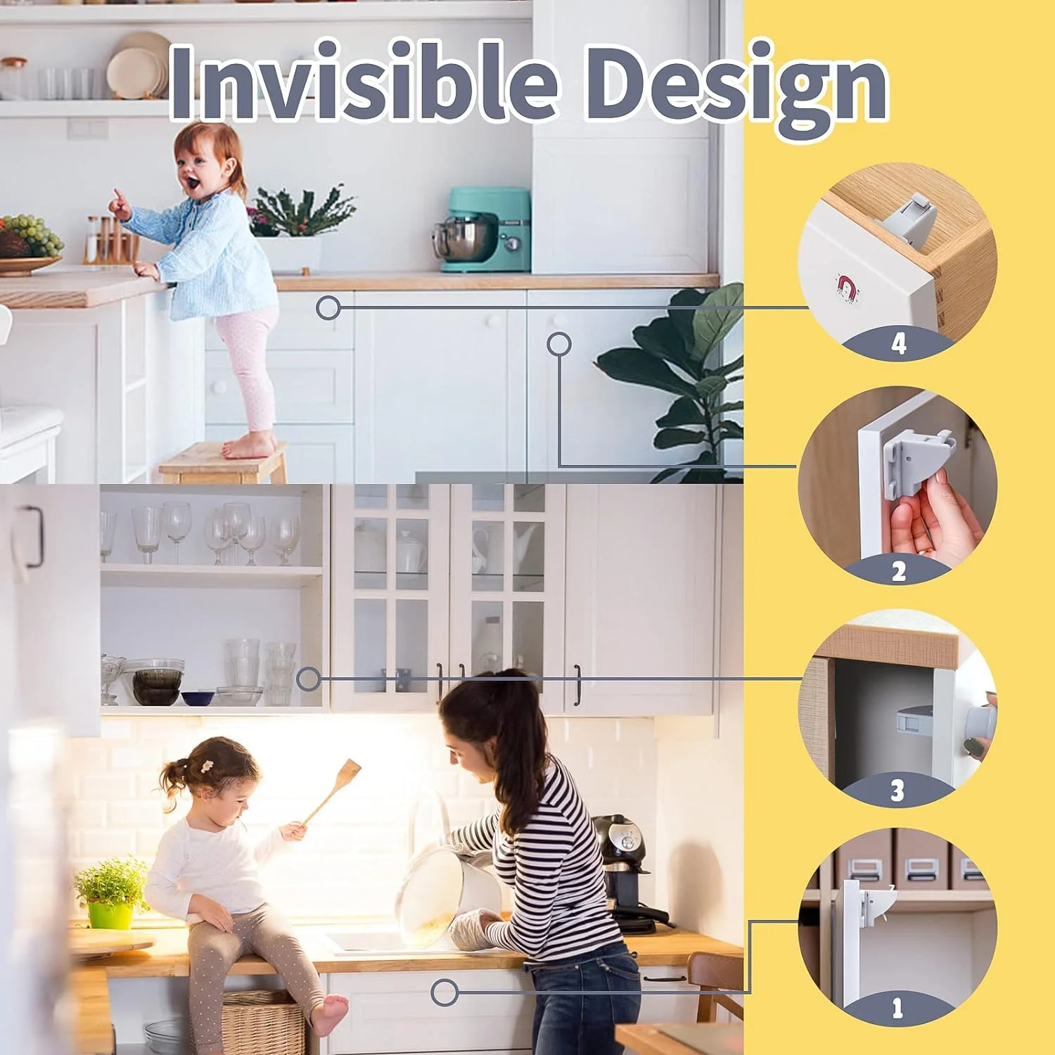 Magnetic Child Lock cabinet lock child lock safety lock Baby Safety Lock Drawer and Cabinet Door Invisible lock Magnetic distance 4cm/1.57inch 5pcs