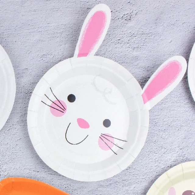 8Pcs Paper Plates Carrot Shape Cartoon Disposable Vegetable Tableware Thick  Paper Trays Dishes Happy Easter Day