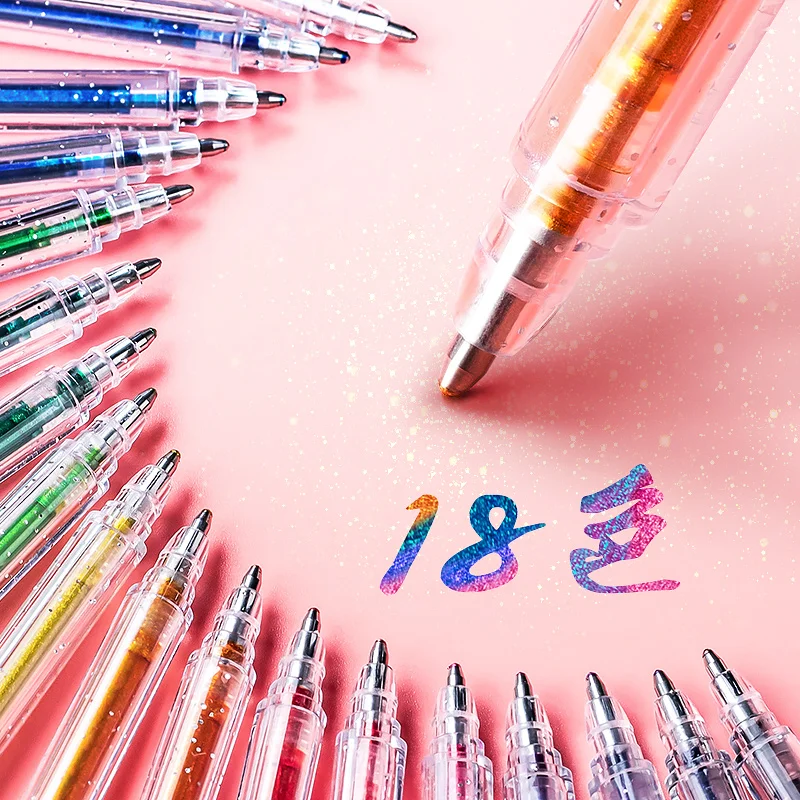 

Borrence 30PC highlighter pen Mark watercolor fluorescent glitter gel handbook note special luminescent pearlescent colored pen
