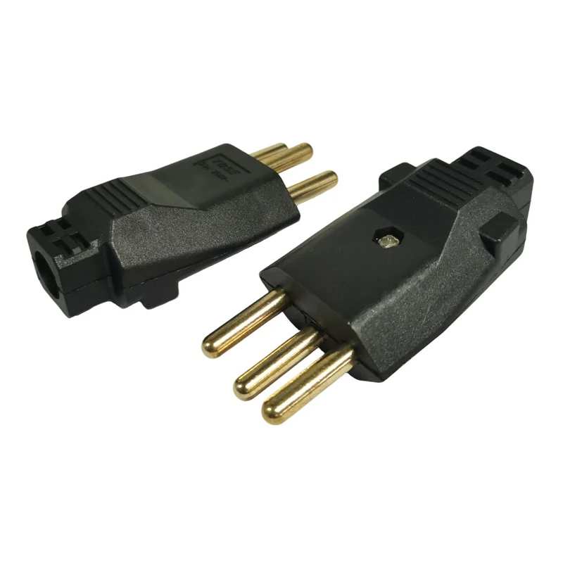 5pcs 검정색 구리 20A 250V 분리형 배선 플러그 브라질 표준 재배선 가능 전원 플러그 NBR 14136 전원 코드용 남성 커넥터