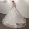 BEPEITHY Customized Vestidos De Novia Plus Size Half Sleeves Princess Wedding Dress For Women Lace Court Train New Bridal Gowns 2