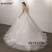 BEPEITHY Customized Vestidos De Novia Plus Size Half Sleeves Princess Wedding Dress For Women Lace Court Train New Bridal Gowns 2