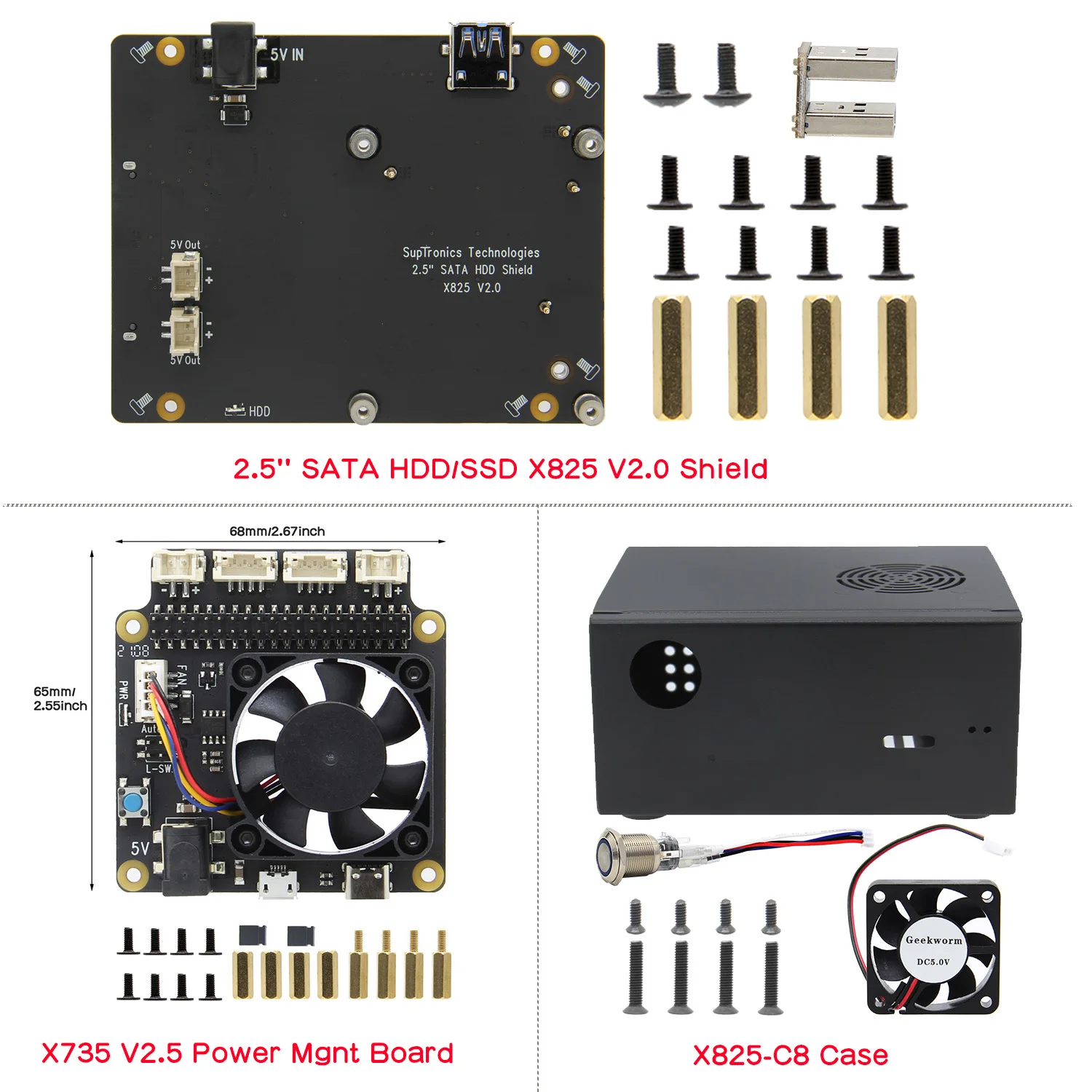 Raspberry pi 2.5インチsata hdd/ssdシールド、raspberry pi4