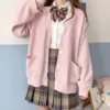 Womens Japanese Cute Knitted Cardigan Sweater Cosplay Long Sleeve Button Down School Jacket Womens Cardigan Preppy Style 1