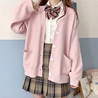 Womens Japanese Cute Knitted Cardigan Sweater Cosplay Long Sleeve Button Down School Jacket Womens Cardigan Preppy Style 1