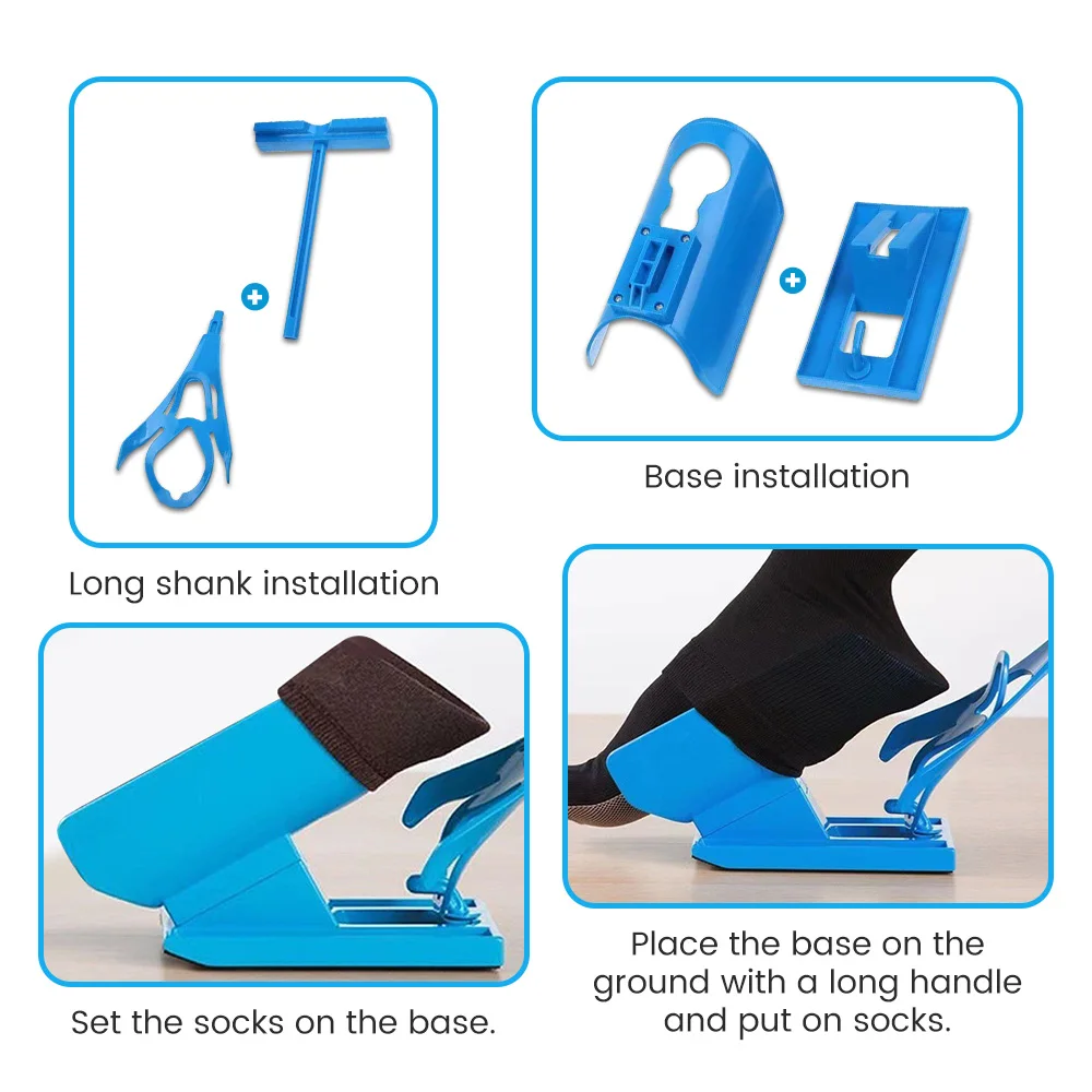 Wear Socks Aid Device Slider Easy Put on Sock Aid Kit Shoe Horn Device No Bending Stretching Sock Supports Braces Tool