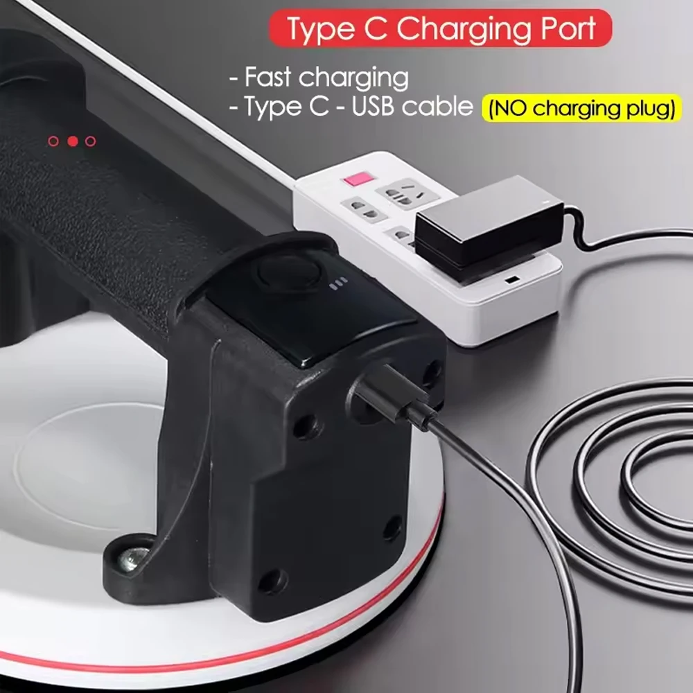 6inch Smart Display Electric Vacuum Suction Cup 200KG Heavy Duty Granite Tile Glass Lifter with 2000mAh Battery and Box Storage