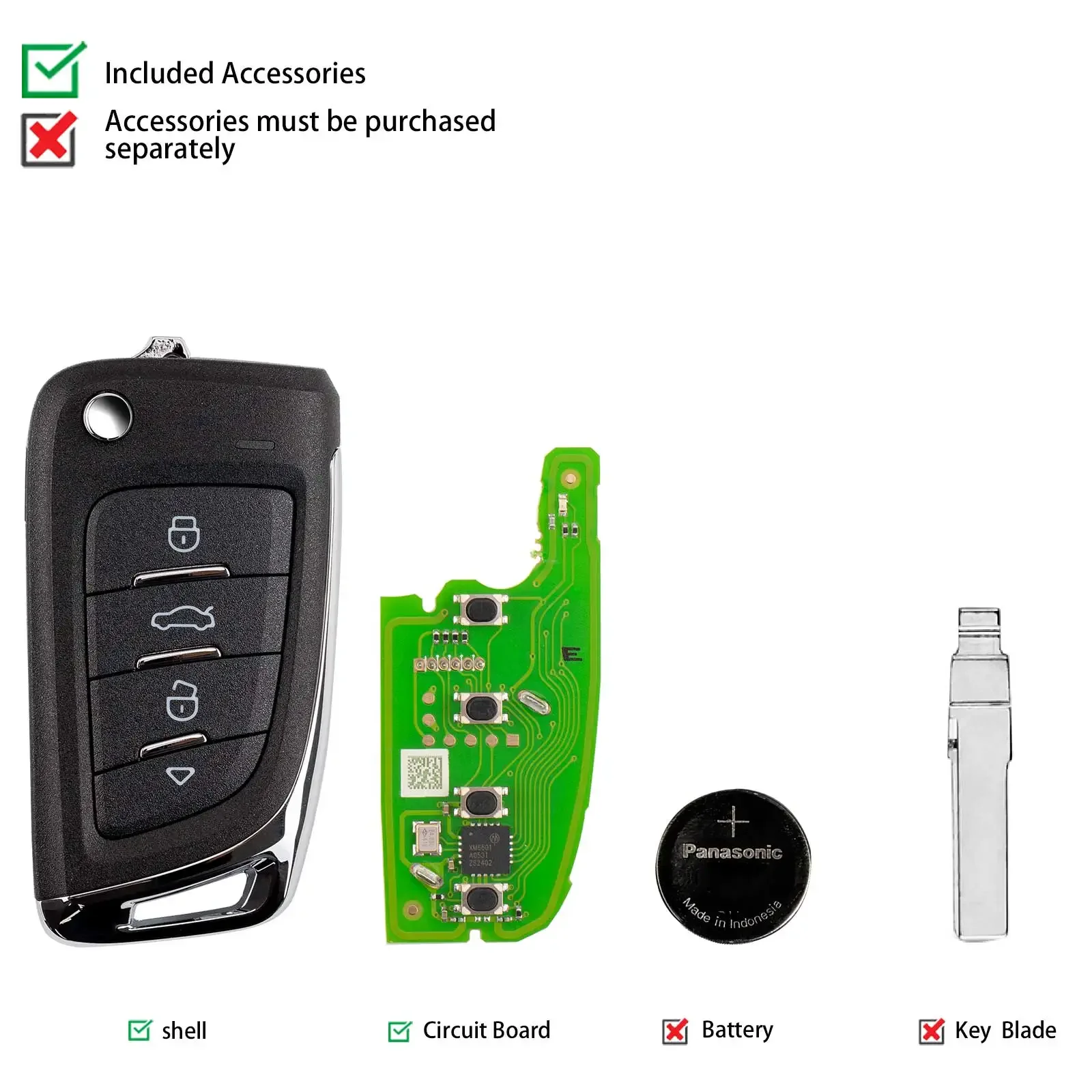 Xhorse XKM800EN Universal Flip Wire Remote Key Knife Style 4 Buttons 1 Piece 5