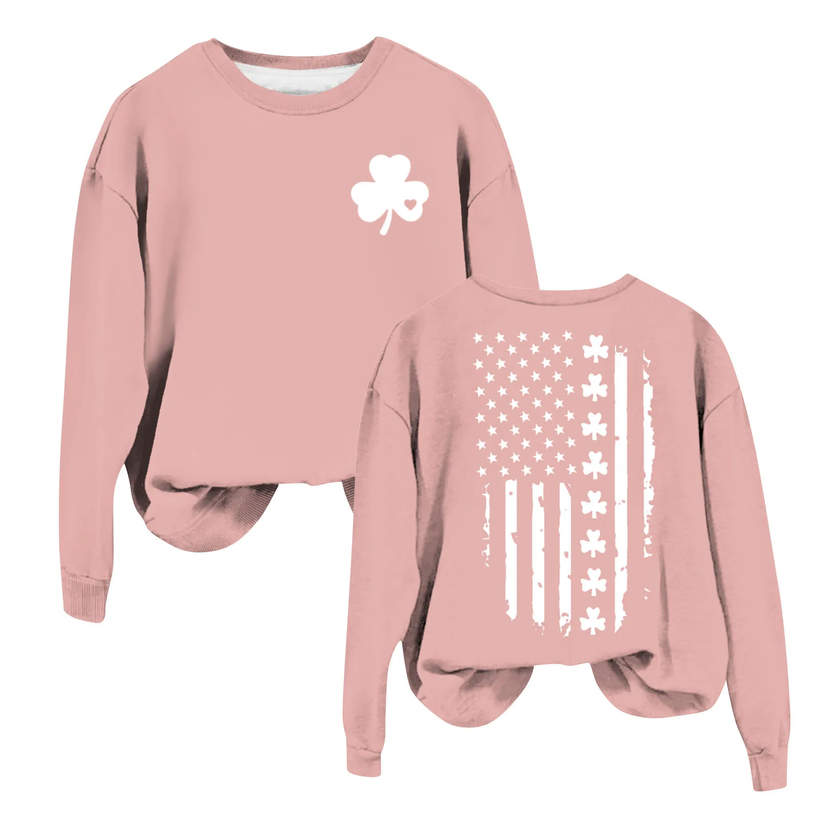 

Women'S Round Neck St. Patrick'S Day Reversible Printed Long Sleeve Top Traf Official Store Korean Reviews Many Clothes