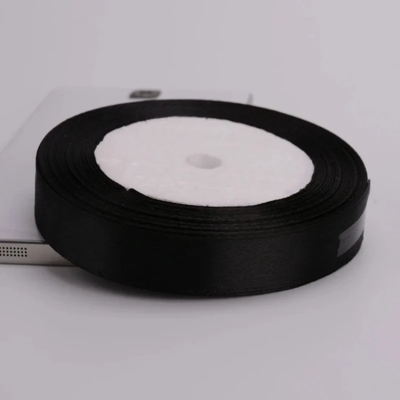 블랙 실크 얼룩 리본, 웨딩 파티, 크리스마스 리본, 꽃 선물 장식, DIY 바느질 원단, 6mm-75mm, 롤 당 22 m, 신제품