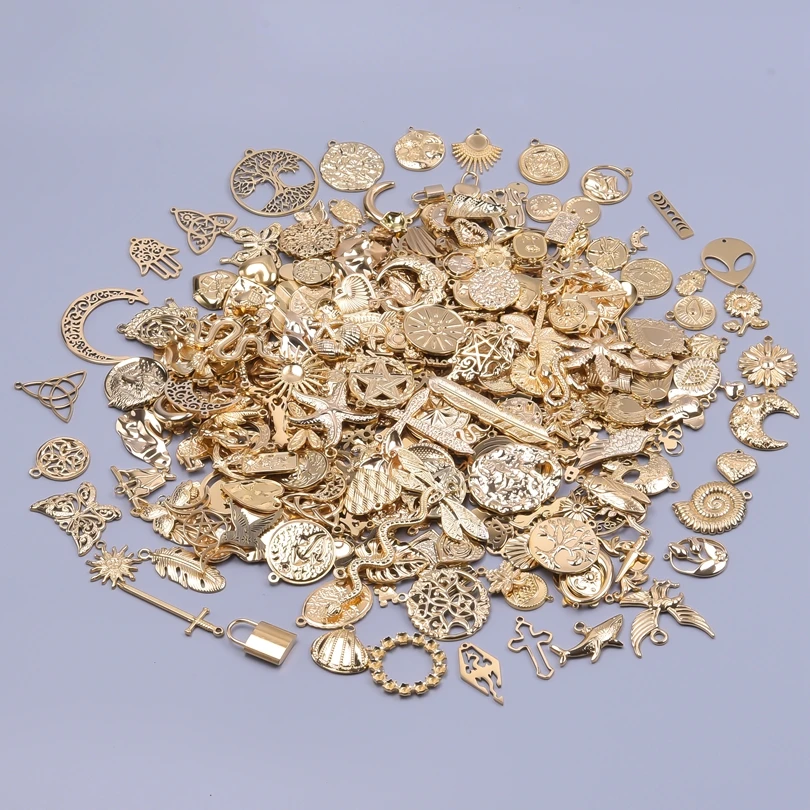 10/30pcs 18k Real Gold Plated Stainless Steel Charms 4