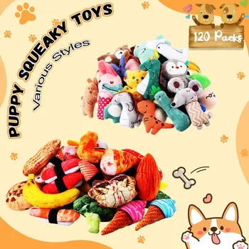Libima 120 Pack Small Squeaky Dog Toys Bulk for Puppy Small Dogs Pets Cute Plush Stuffed Dog Toys Bundle Soft Pet Toys for Chewi 2